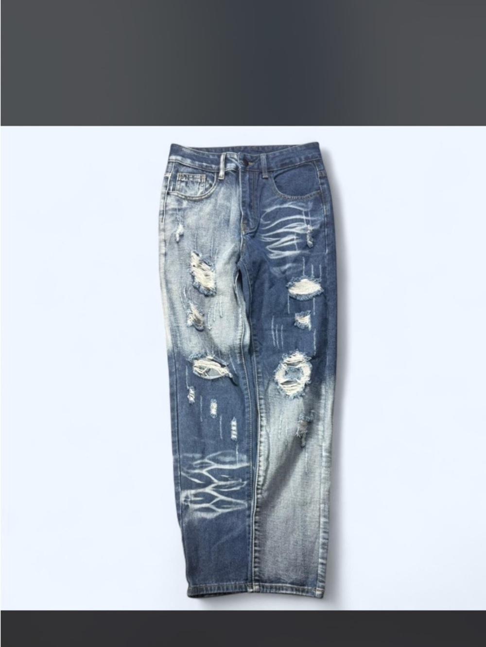 Hedi Slimane Distressed Two-Tone Blue Men's Jeans